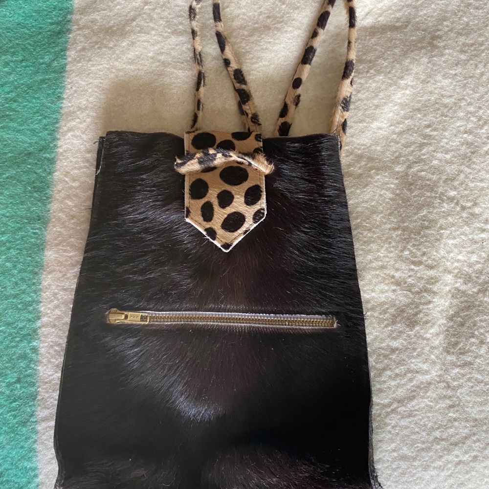 Backpack purse, mini, hair on